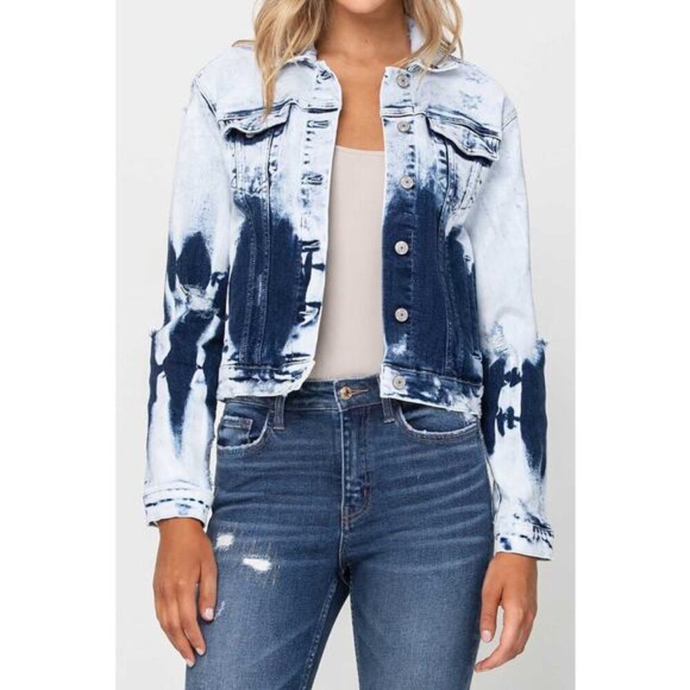Vervet Size Medium Classic Tie Dye Cropped Denim Jacket